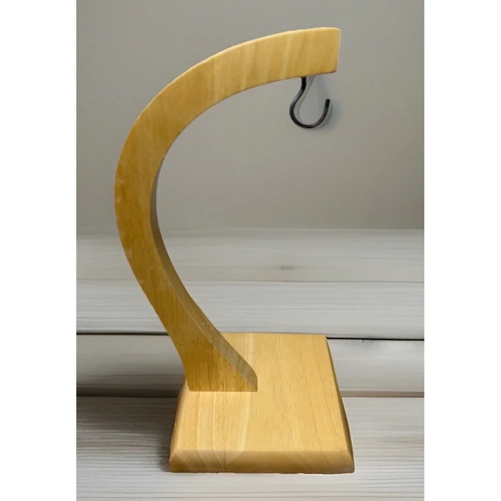 Minimalist Bamboo Blonde Wood Banana Hanger Holder‎ Countertop Hook Stand